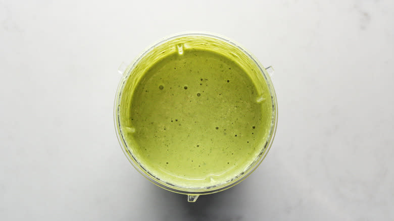 green sauce in blender cup