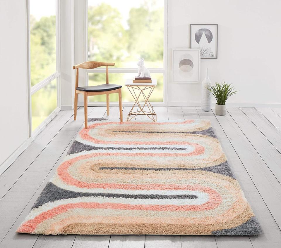 16) Novogratz by Momeni Rugs Retro Collection Retro Wave Shag Area Rug, 7'6" x 9'6", Pastel, Multi