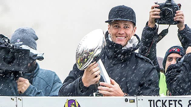 All smiles as Brady holds the Lombardi trophy. Pic: Getty