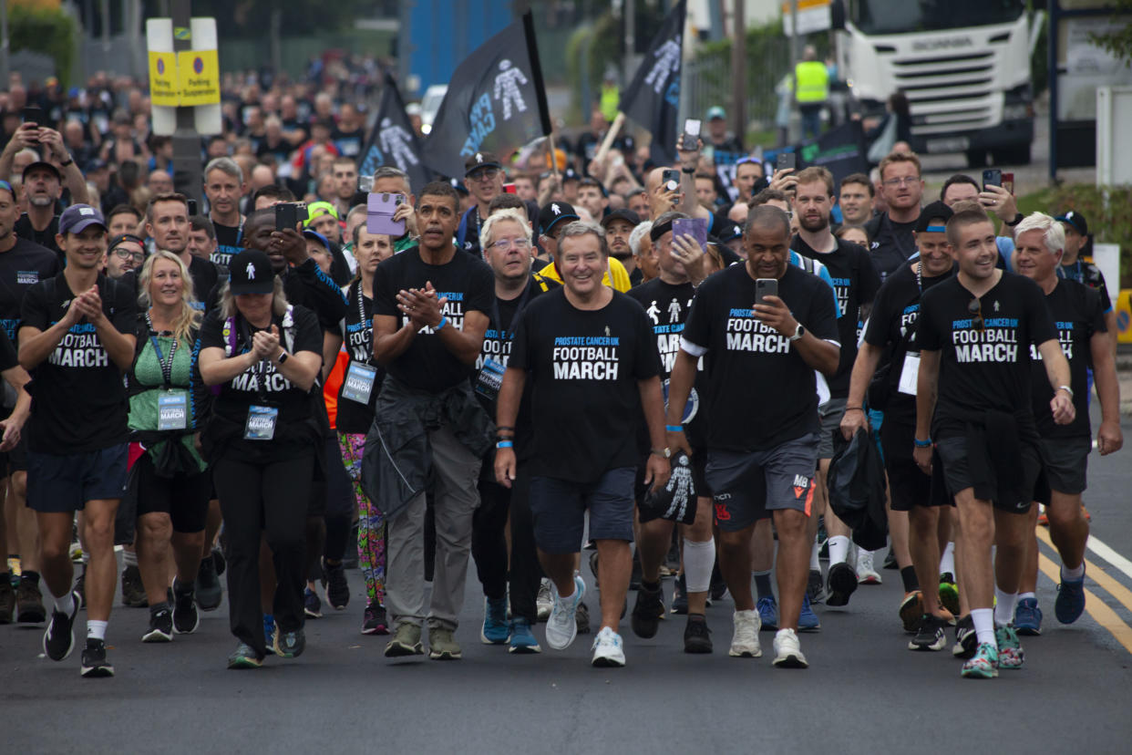 Steve Rider joined more than 350 others as part of Jeff Stelling’s 26.2 mile charity walk last month (Prostate Cancer UK/PA)