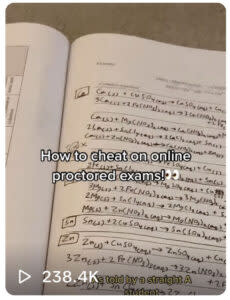 A video uploaded to TikTok offers advice on how to cheat during exams that are monitored by Proctorio. (Screenshot)