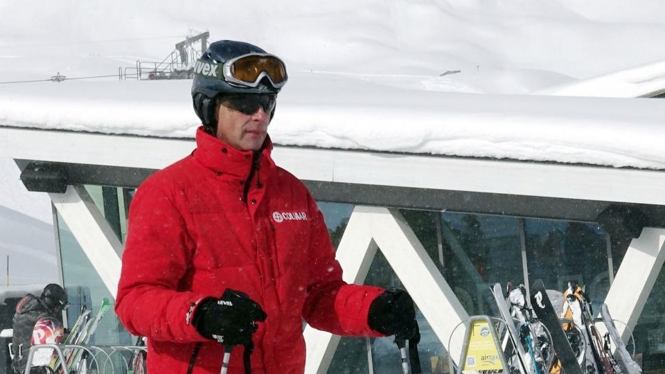 Prince Edward skiing in St Moritz