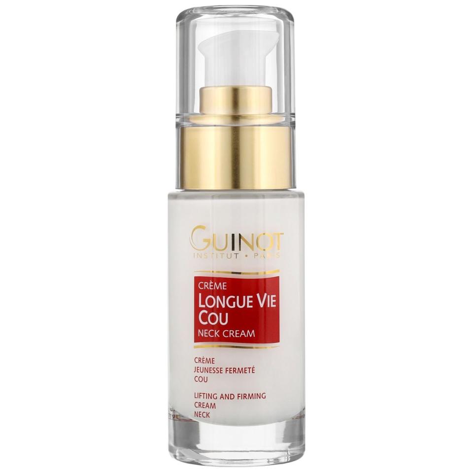 <p><strong>Guinot</strong></p><p><a href="https://go.redirectingat.com?id=74968X1596630&url=https%3A%2F%2Fwww.dermstore.com%2Fproduct_Longue%2BVie%2BCou%2BFirming%2BVital%2BNeck%2BCare_9251.htm&sref=https%3A%2F%2Fwww.bestproducts.com%2Fbeauty%2Fg34775518%2Fdermstore-black-friday-sale-2020%2F" rel="nofollow noopener" target="_blank" data-ylk="slk:SHOP NOW;elm:context_link;itc:0;sec:content-canvas" class="link ">SHOP NOW</a></p><p><strong><del>$72</del> $58 (20% off)</strong></p><p>The skin on our necks is some of the most delicate on our bodies, but it's often overlooked. That's where Guinot Longue Vie Cou Firming Vital Neck Care comes in. This gentle yet effective firming cream helps to restore, hydrate, and smooth the neck. </p>