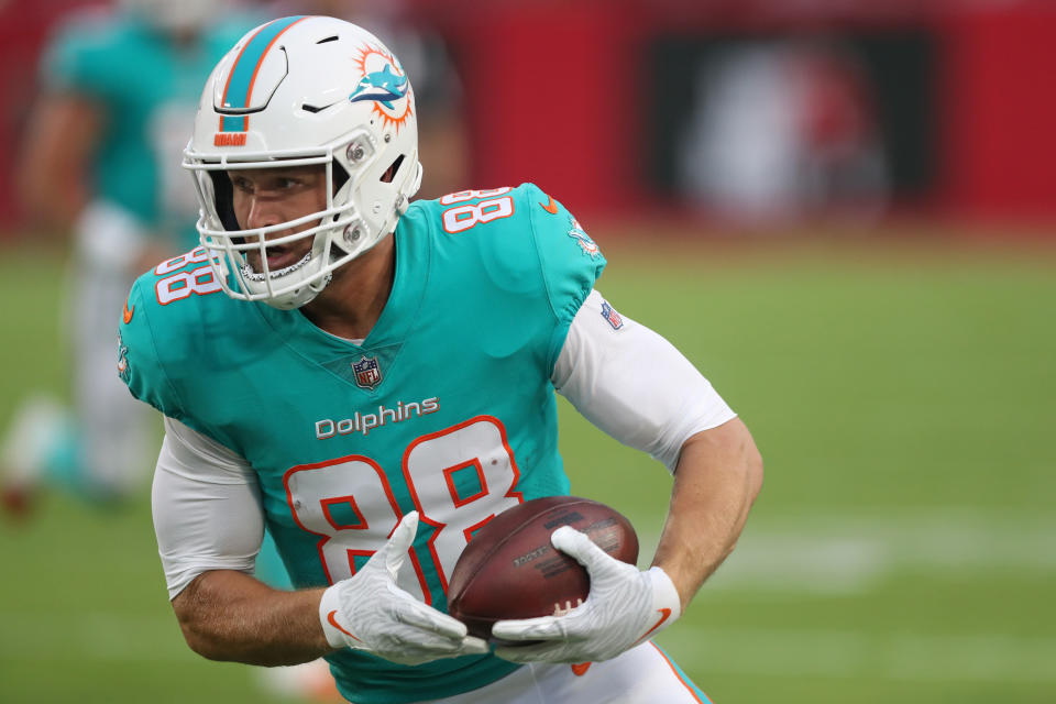 Miami Dolphins tight end Mike Gesicki (88) is a fantasy fade