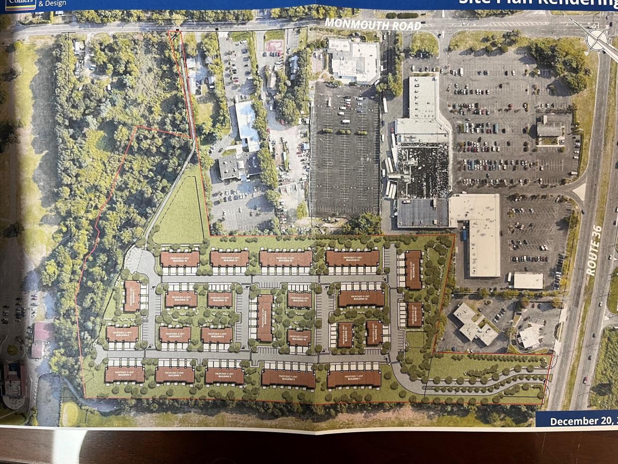 Photo shows a site plan rendering for the Townes at West Long Branch development submitted by K. Hovnanian Homes to the West Long Branch Planning Board.