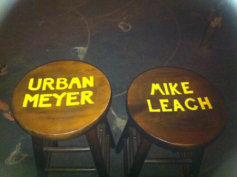 Barstools for Urban Meyer and Mike Leach at Capt Tony's Saloon in Key West, Florida.