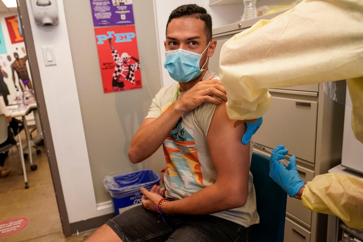 A patient is inoculated with the monkeypox vaccine on Aug. 19, 2022, in New York.