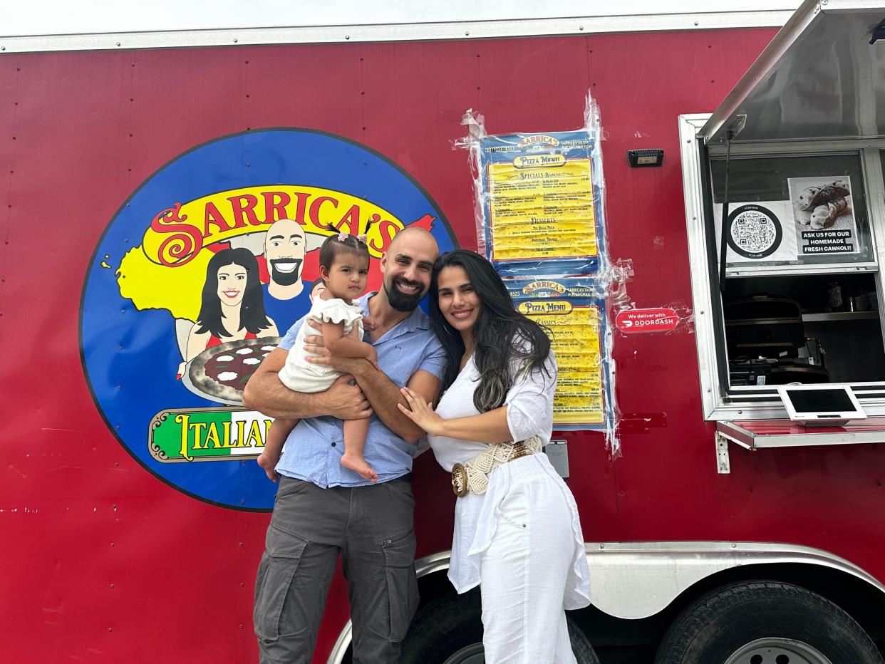 Santi, Gina and daughter Esmerelda Sarrica. Santi and Gina Sarrica are the owners of Sarrica's Italian Pizza, a local food truck that goes back to Santi Sarrica’s roots.