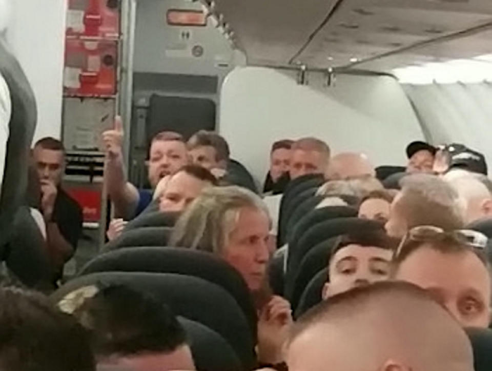 Passengers claim a row between two groups of men on the flight from Manchester to Tenerife caused it to have to divert to Portugal. (Picture: SWNS)