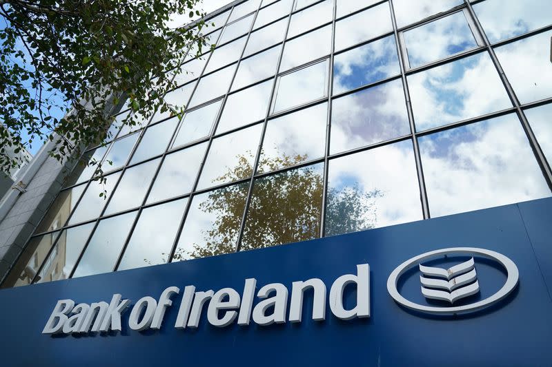 FILE PHOTO: Signage is seen outside a Bank of Ireland branch in Galway