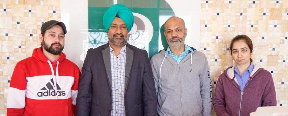 From left, Sarbjit Singh Kang, Lakhvir S. Johal, owner of India Palace, Daljit Singh, and Baldeep Kaur celebrate the Sikh holiday of Vaisakhi by giving out free Vegetarian meals to all on Thursday, April 14, 2022, at India Palace, 4213 Lafayette Rd., Indianapolis. Vaisakhi, celebrated on April 13th, or 14th, is a celebration of spring harvest primarily in Punjab, but it is also considered by some to be the Indian Solar New Year.