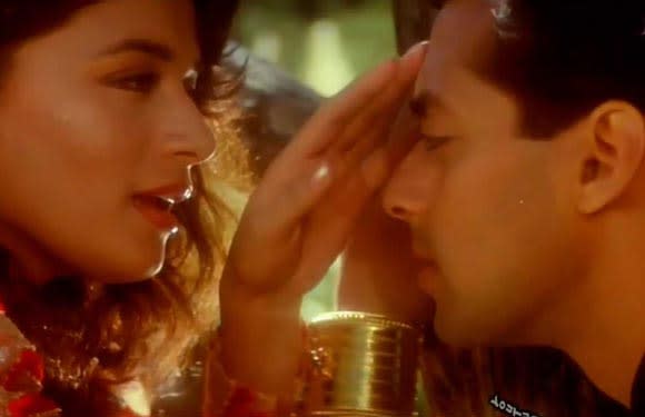 8. Madhuri Dixit plays a love struck girl who is besotted by a poet called Sagar. While she is made to believe that the poet is Salman Khan, in reality it turns out to be Sanjay Dutt. In this sweet love story, Madhuri lets go of Salman and accepts Sanjay Dutt in spite of all the confusion and misunderstandings.  © Divya Films International