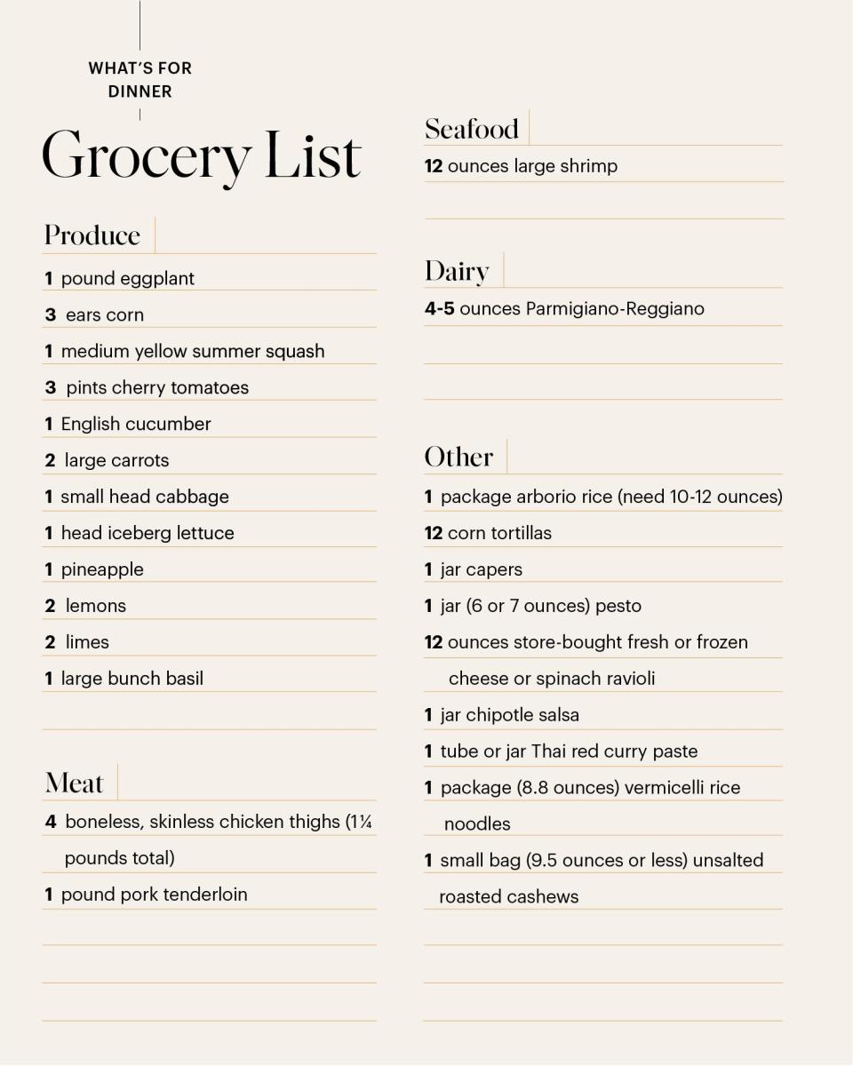 what's for dinner grocery list 9.9.22