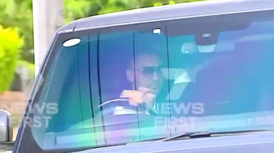 Mehajer had a brief conversation with detectives before leaving the Lidcombe property in his Range Rover. Source: 7 News