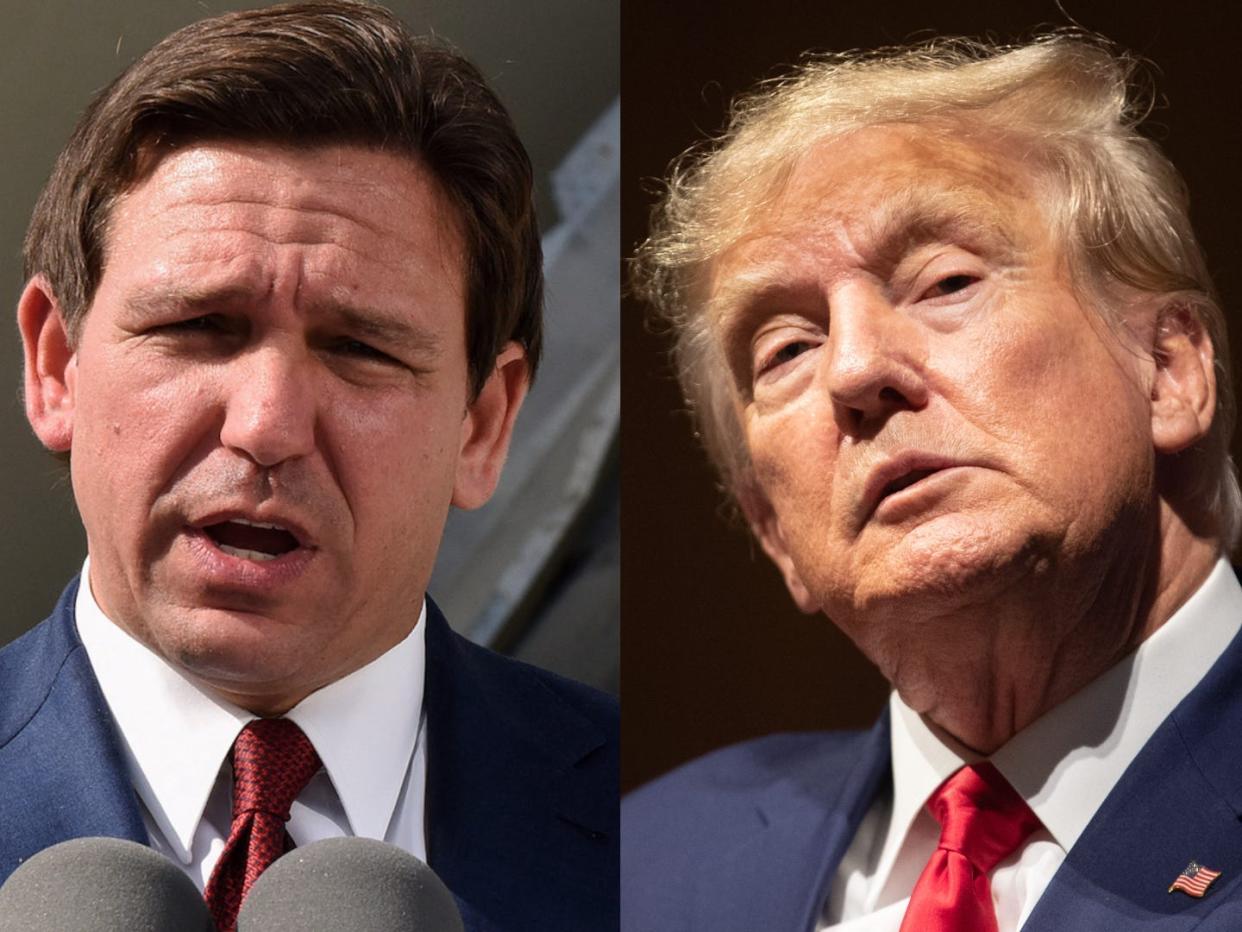 Former President Donald Trump (L) is ramping up his attacks against Florida Gov. Ron DeSantis (R).