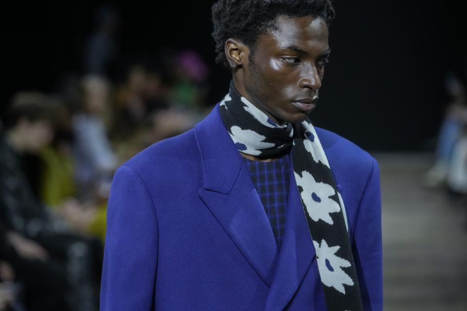 A model wears a creation as part of the Paul Smith menswear Fall-Winter 2023-24 collection presented in Paris, Friday, Jan. 20, 2023. (AP Photo/Thibault Camus)