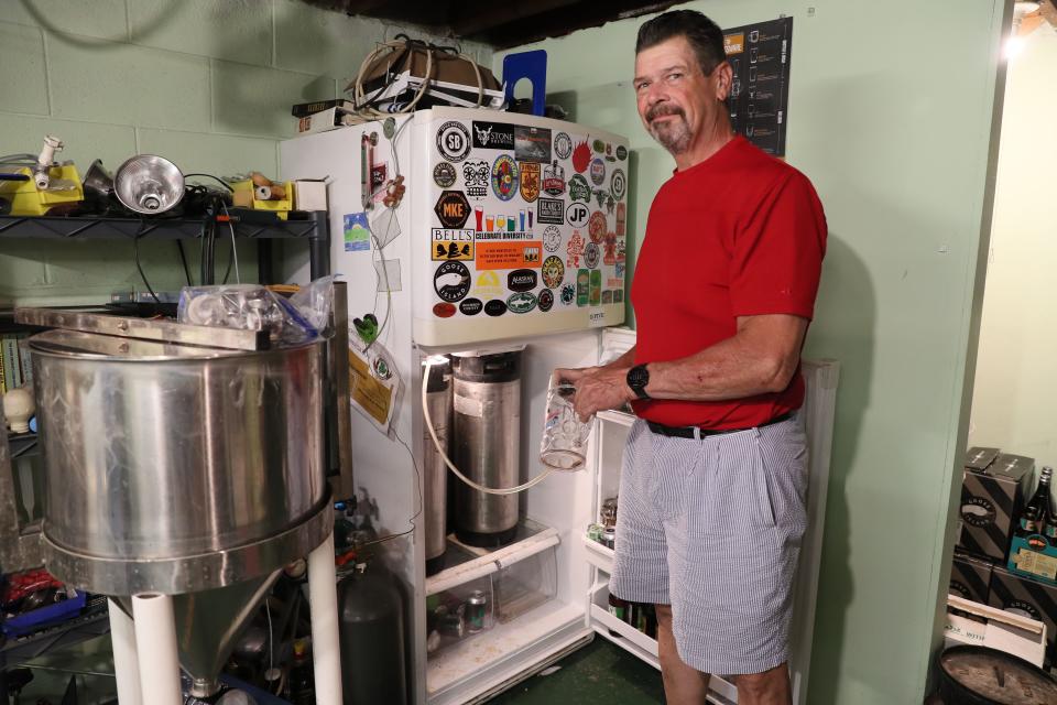 Rich Heller has been brewing his own beer for 25 years and is a member of the Beer Barons of Milwaukee, a homebrew club. His setup allows him to make 10 gallon batches at a time.