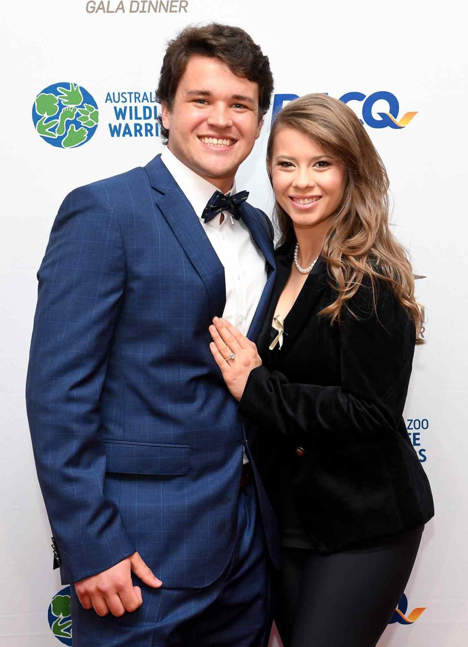 Bindi Irwin poses for a photo with fiance Chandler Powell at the annual Steve Irwin Gala Dinner at Brisbane Convention & Exhibition Centre on November 09, 2019 in Brisbane, Australia