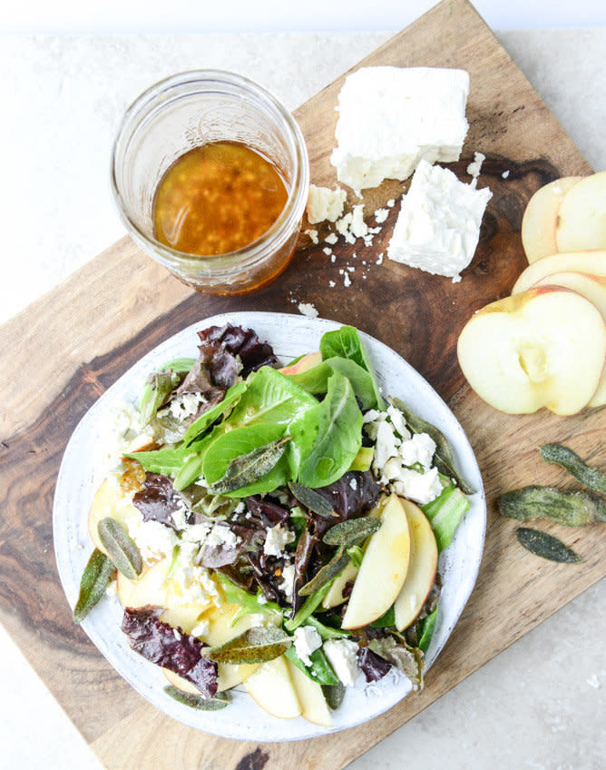 <strong>Get the <a href="http://www.howsweeteats.com/2014/09/honeycrisp-salad-with-crispy-sage-and-maple-vinaigrette/" target="_blank">Honeycrisp Salad with Crispy Sage and Maple Vinaigrette recipe</a> from How Sweet It Is</strong>