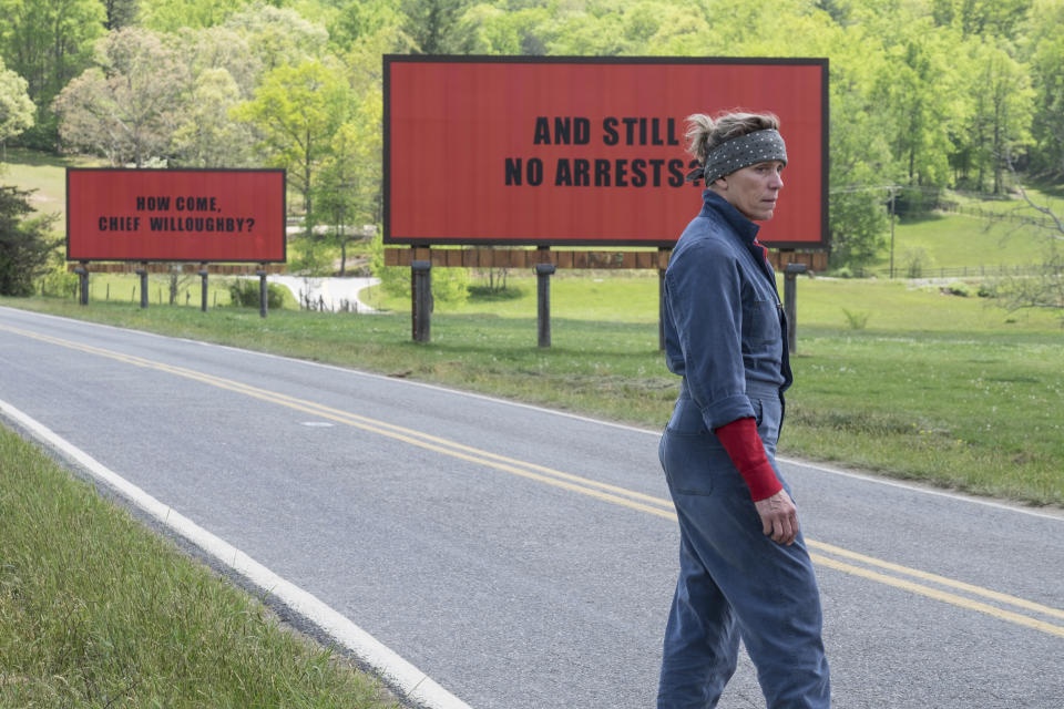 Frances McDormand in a scene from <em>Three Billboards Outside Ebbing, Missouri</em>. (Photo: Fox Searchlight)