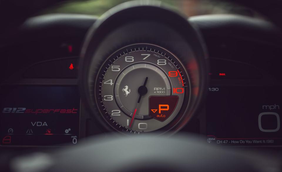 <p>Indicated redline is 9000 rpm (although Ferrari says it revs to just 8900). Regardless, given the opportunity, you will explore the upper reaches of engine speed with great frequency.</p>