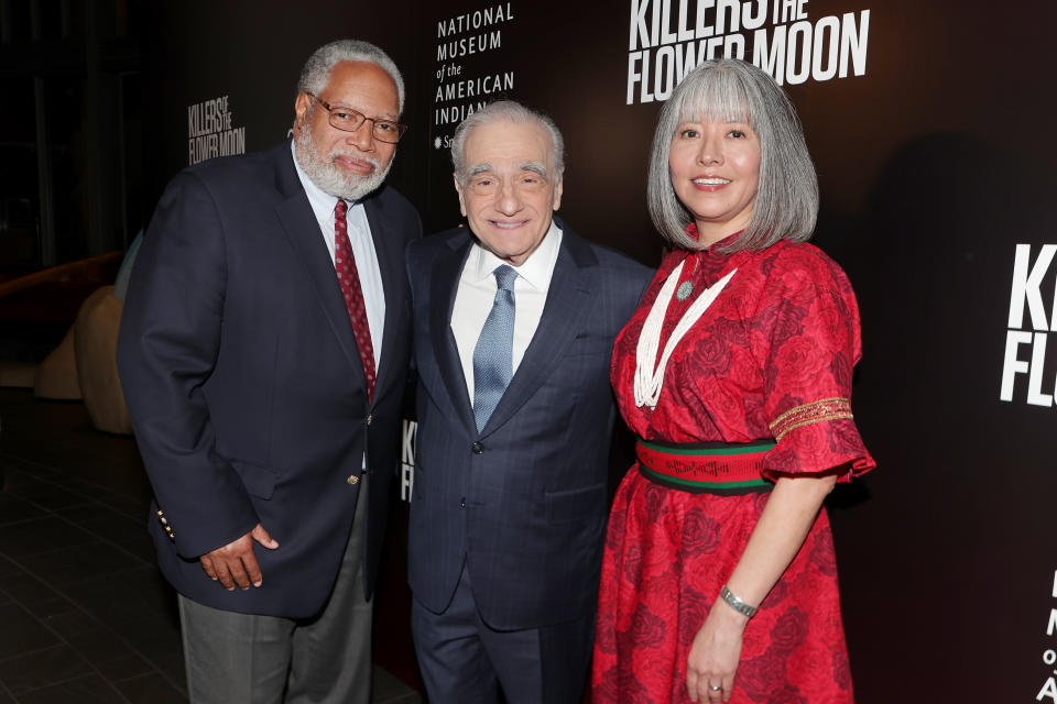 Smithsonian Secretary Lonnie Bunch, Martin Scorsese and Museum of the American Indian director Cynthia Chavez Lamar.