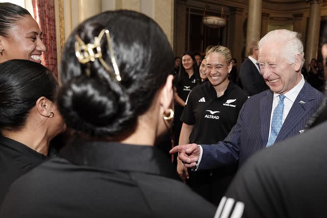 <p>Aaron Chown - WPA Pool/Getty</p> King Charles chats with the New Zealand Black Ferns rugby team at Buckingham Palace on Sept. 11, 2024