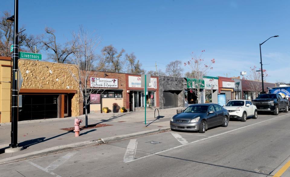Some of the businesses, including the House of Morrison Shoe Repair, along the Avenue of Fashion on Livernois in Detroit on Saturday, November 18, 2023.