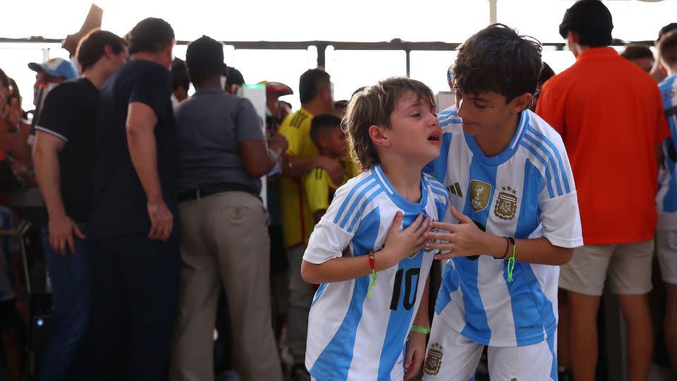 Young Argentina fans outside the stadium before the Copa América final. - Maddie Meyer/Getty Images