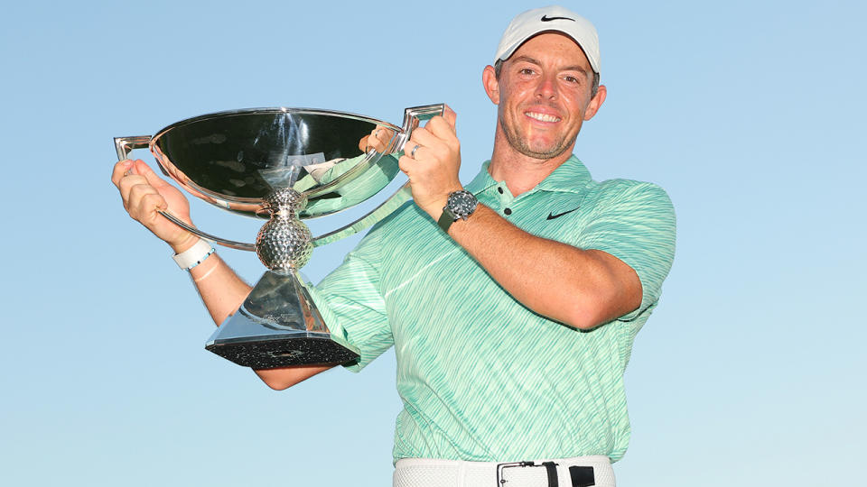 Rory McIlroy celebrates after winning the Tour Champiobnship. (Photo by Kevin C. Cox/Getty Images)