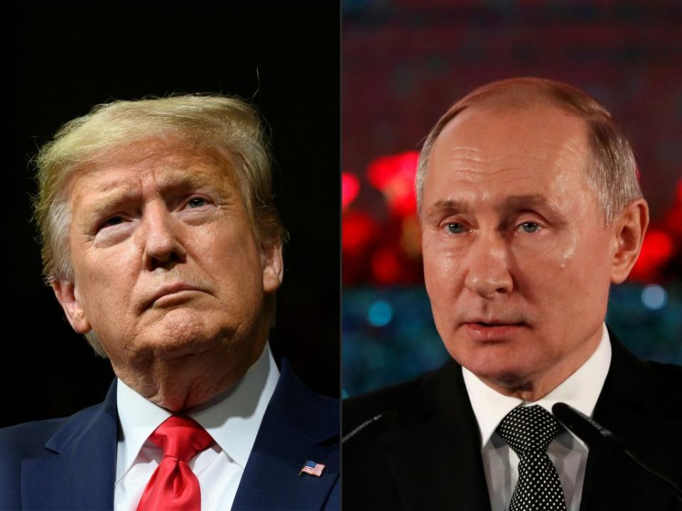 Berliner also faults NPR for its intense coverage of claims that former President Donald Trump (left) colluded with Russia and its leader, Vladimir Putin, to win the 2016 election. AFP via Getty Images