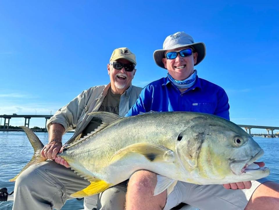 Oversized jack crevalle are roaming the Indian River Lagoon for customers of Capt. Peter Deeks. This one was caught July 31, 2023.