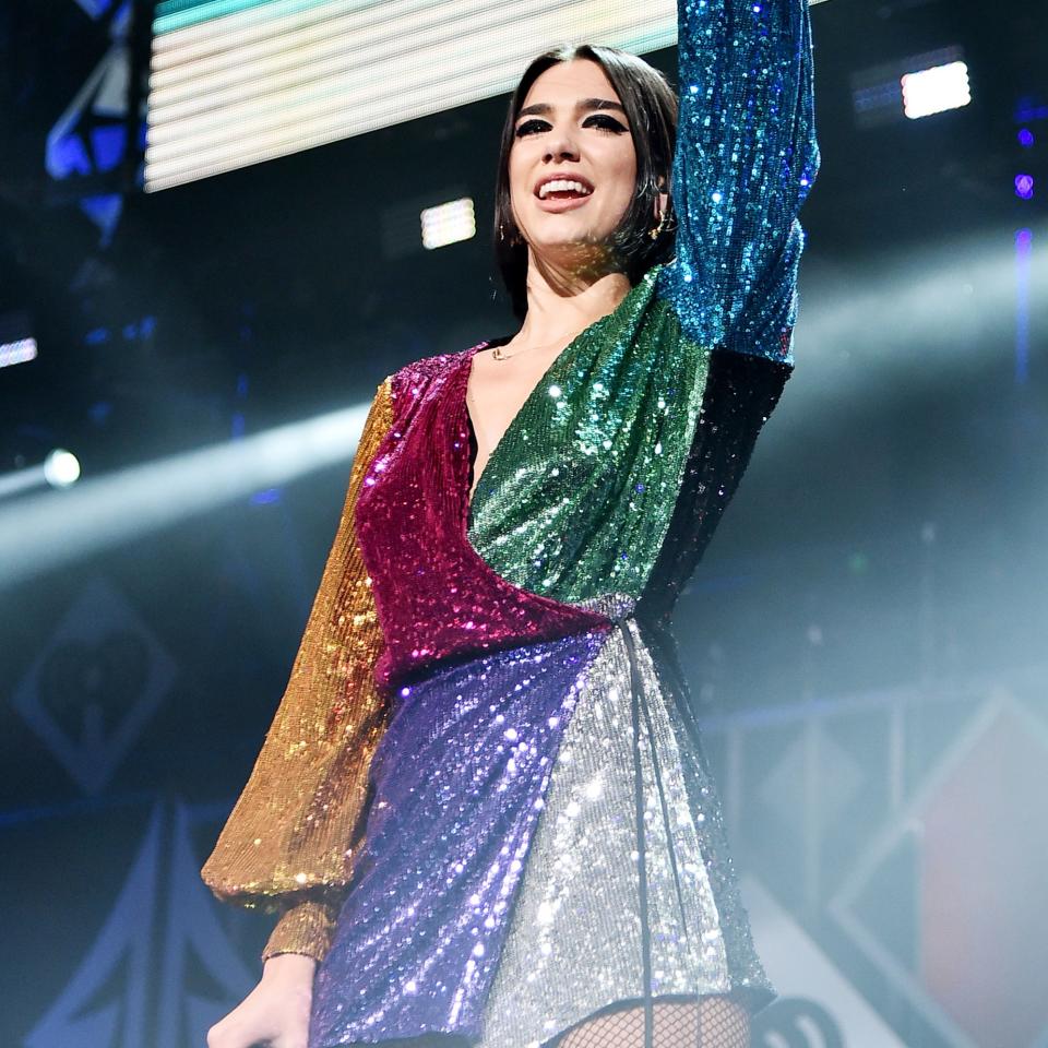 Dua Lipa’s festive tour frocks are fit for any holiday party.
