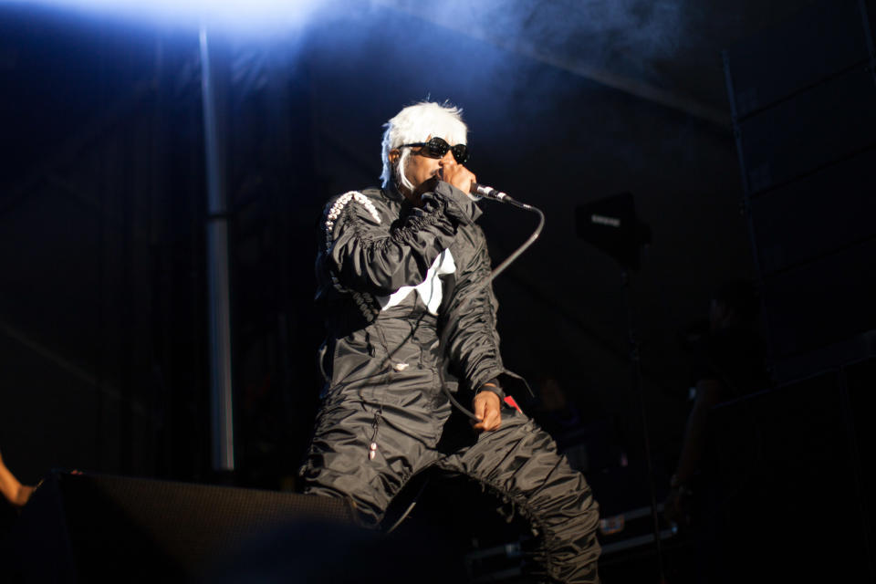 Andre 3000 of Outkast performs at Counterpoint 2014 Sunday, April 27, 2014, in Rome, Ga. (AP Photo/Branden Camp)