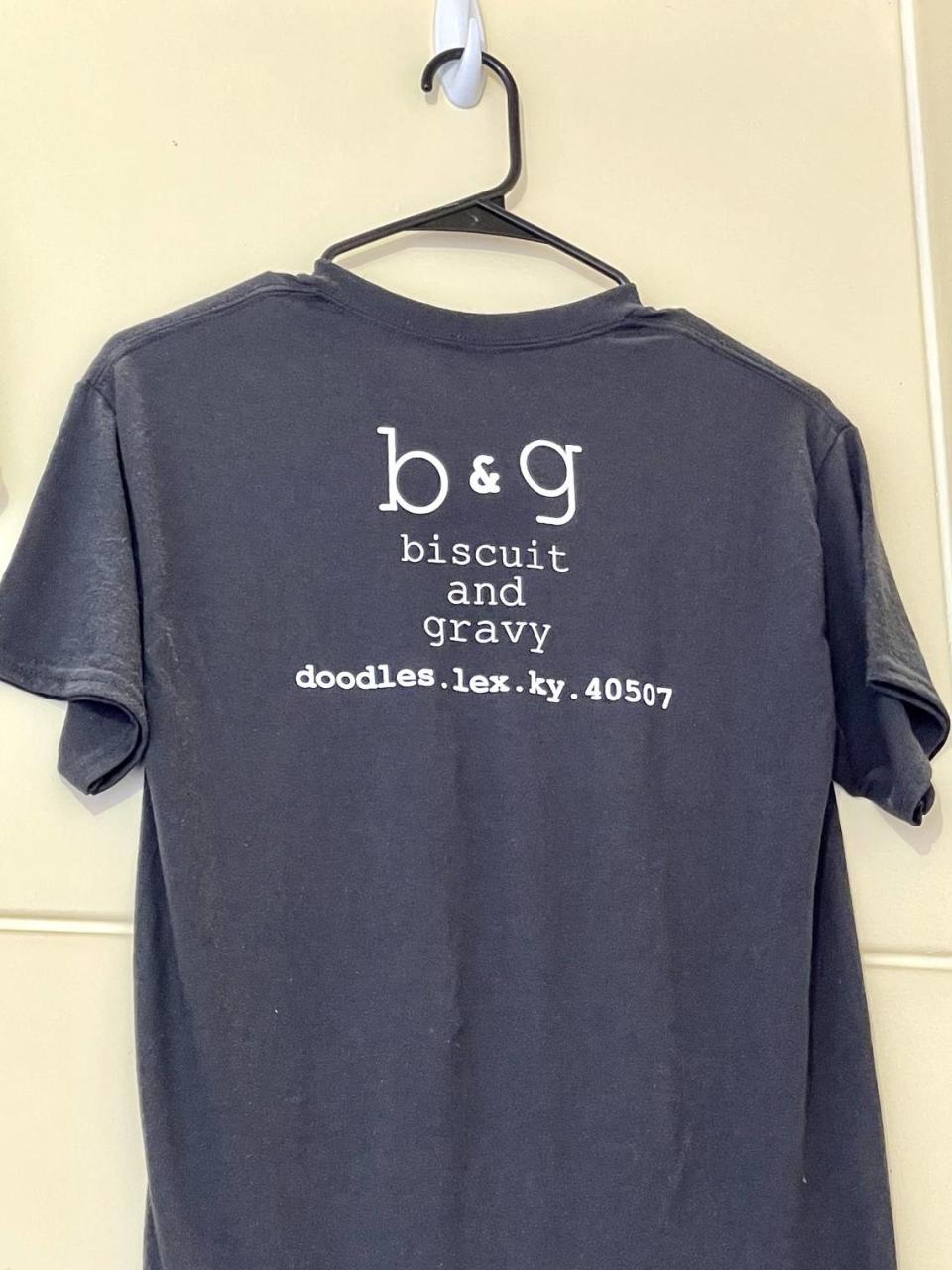 A T-shirt promoting biscuits and gravy from Doodle’s if you want to wear your love on your sleeve.