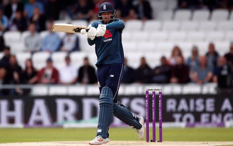 England's James Vince hits a four - Credit: Action Images via Reuters