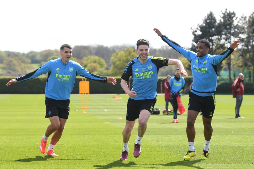 Arsenal players in training