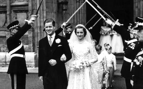 Viscount Althorp and his bride Frances Roche at their wedding at Westminster Abbey - Credit: PA