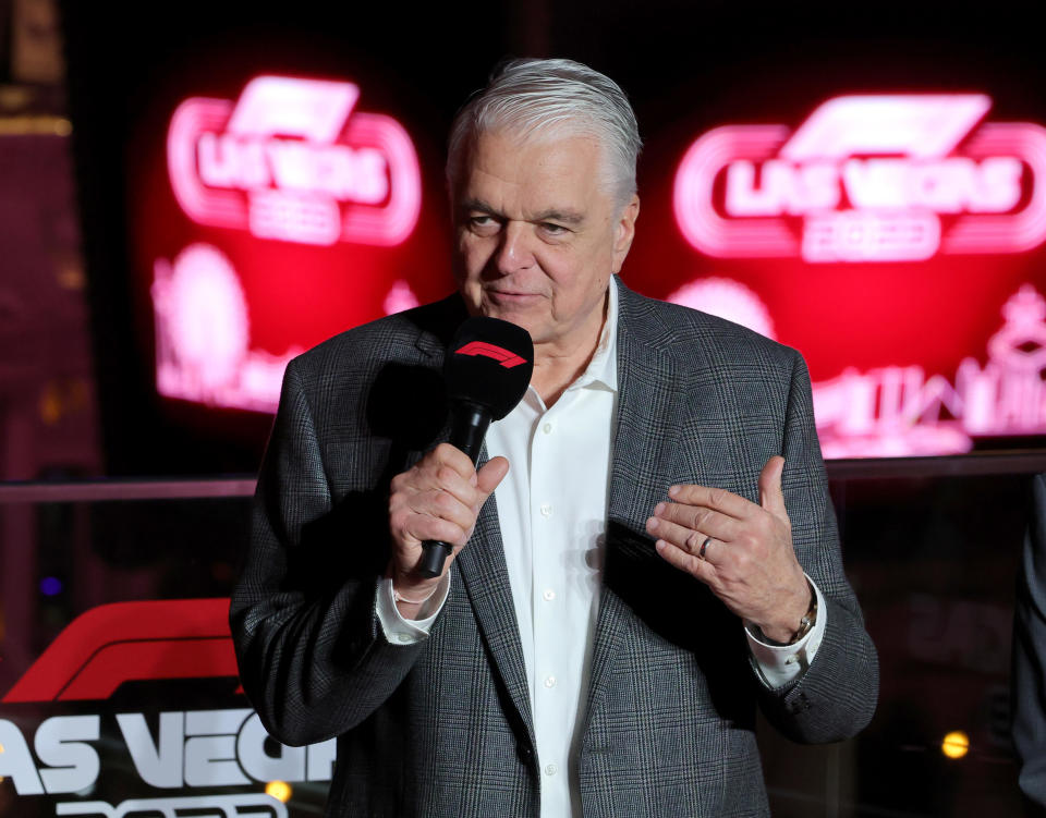 FILE: LAS VEGAS, NEVADA - MARCH 30: Nevada Gov. Steve Sisolak speaks during the Formula 1 Las Vegas Race 2023 announcement at the Boulevard Pool at The Cosmopolitan of Las Vegas on March 30, 2022 in Las Vegas, Nevada.  / Credit: Ethan Miller - Formula 1/Formula 1 via Getty Images