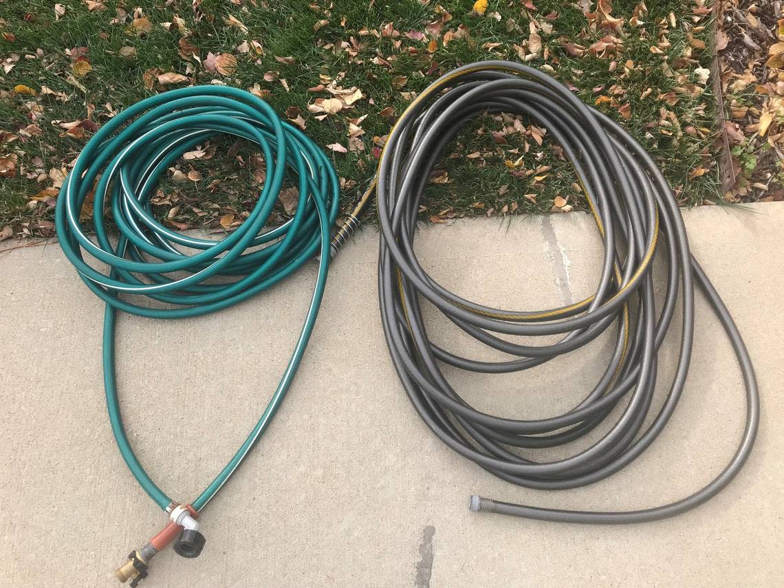 Hoses should be stretched out to drain, coiled then stored in a protected place.