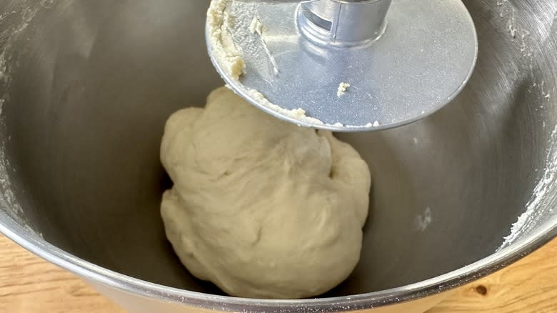 Kneading dough until smooth