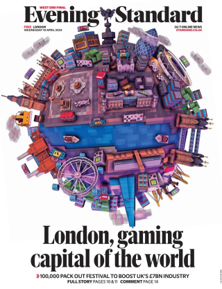 “Londres, capitale mondiale du gaming”, fait la couverture du Evening Standard pour son édition du 10 avril 2024.. 