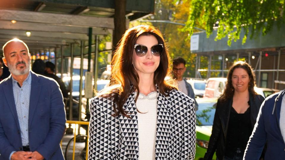 new york, new york october 12 anne hathaway is seen out and about on october 12, 2022 in new york city photo by gothamgc images