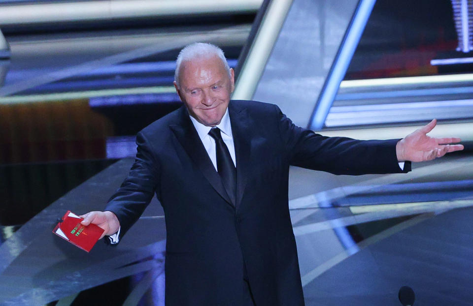 Anthony Hopkins presents the award for Best Actress at the 94th Academy Awards in Hollywood, Los Angeles, California, U.S., March 27, 2022. REUTERS/Brian Snyder