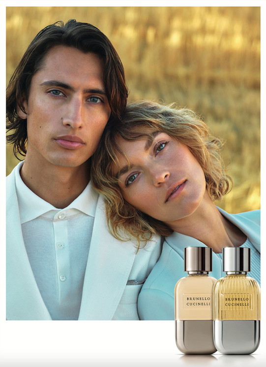 James Turlington and Arizona Muse in the campaign of the Brunello Cucinelli fragrances.