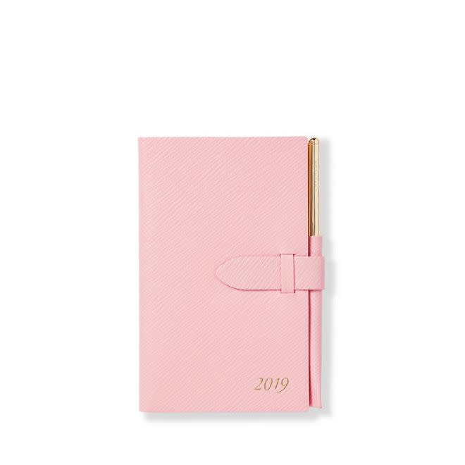 Smythson of Bond Street 2019 Panama Wafer Agenda with Gilt Pencil