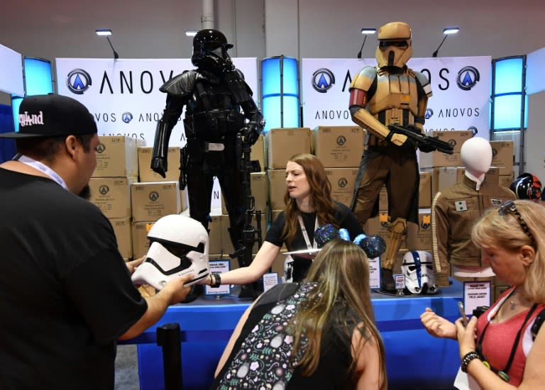 Star Wars merchandise is sold during the D23 expo