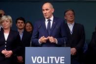 Slovenian PM Jansa holds news conference after parliamentary election in Ljubljana