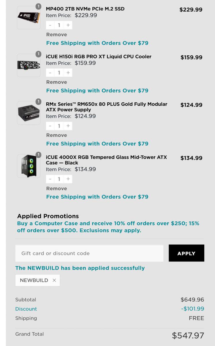 Corsair shopping cart