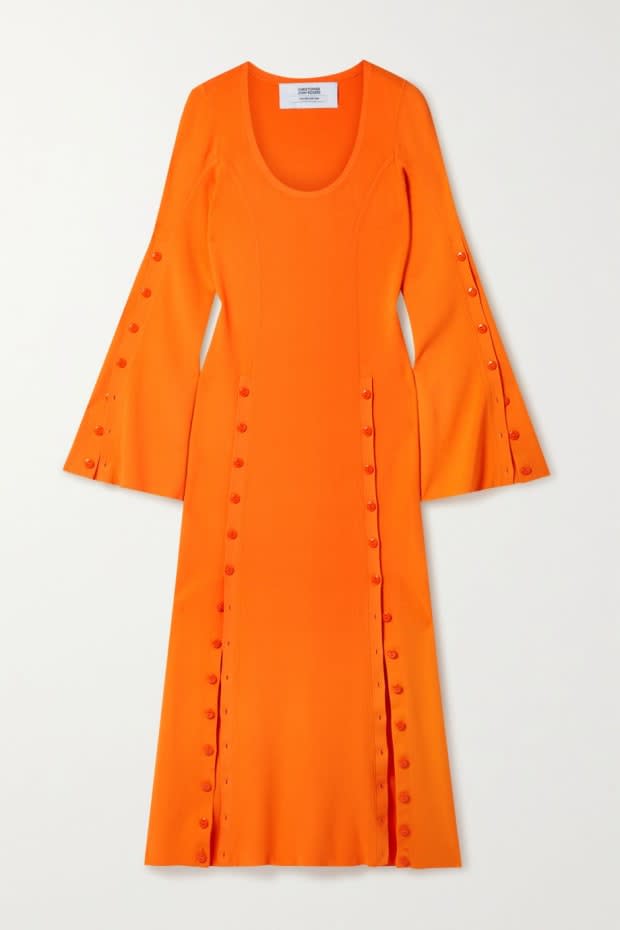 <p>Christopher John Rogers Orange Dress, $1295, <a href="https://rstyle.me/+SNdXSbxOPMKStZasPe7mBA" rel="nofollow noopener" target="_blank" data-ylk="slk:available here;elm:context_link;itc:0;sec:content-canvas" class="link ">available here</a> (sizes XS-XL).</p>